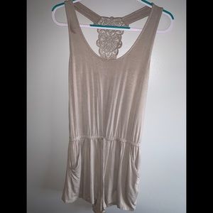 Tan/Cream Lace Romper
